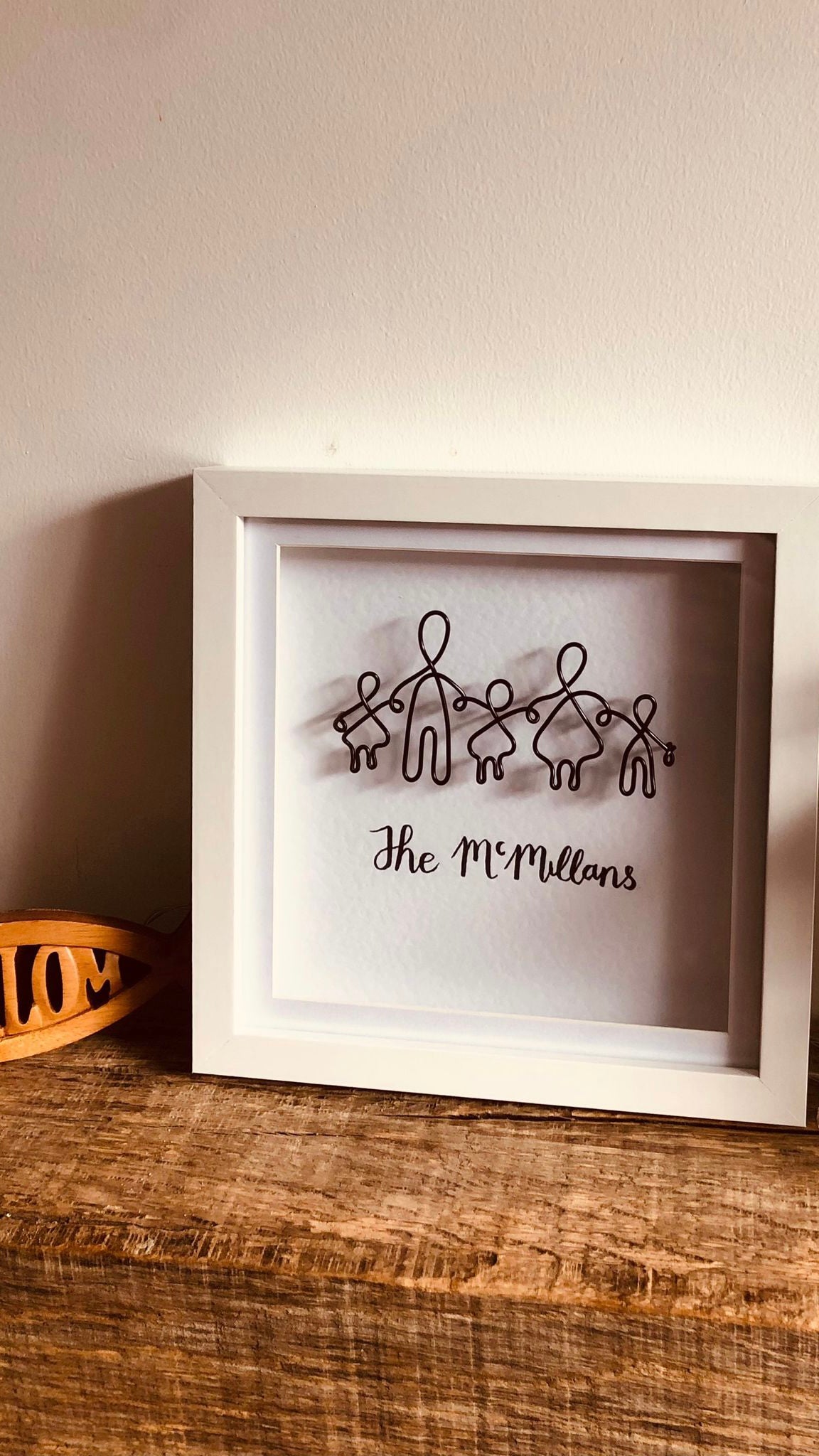 Personalised Wire Family Portrait - Shadow Box Frame Keepsake