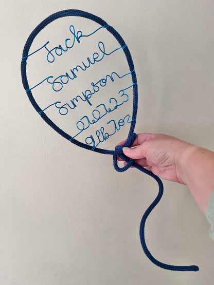 Custom Handmade Knitted Wire Balloon - Celebration Keepsake Baby Gift