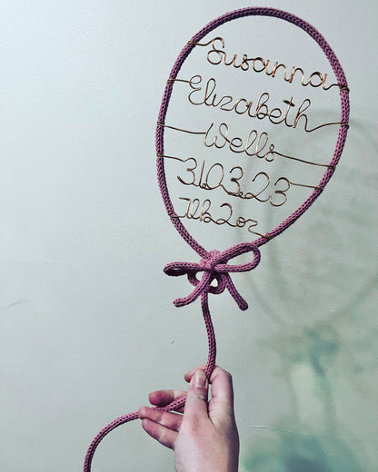 Custom Handmade Knitted Wire Balloon - Celebration Keepsake Baby Gift