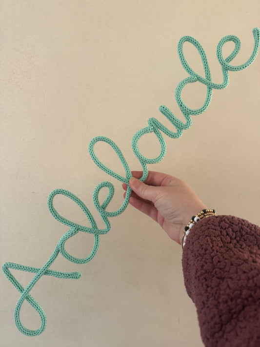 SALE COLOURS Personalised Knitted Wire Name Sign – Custom Wire Words for Nursery or Home Decor