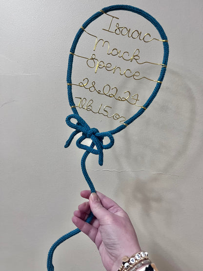 Custom Handmade Knitted Wire Balloon - Celebration Keepsake Baby Gift