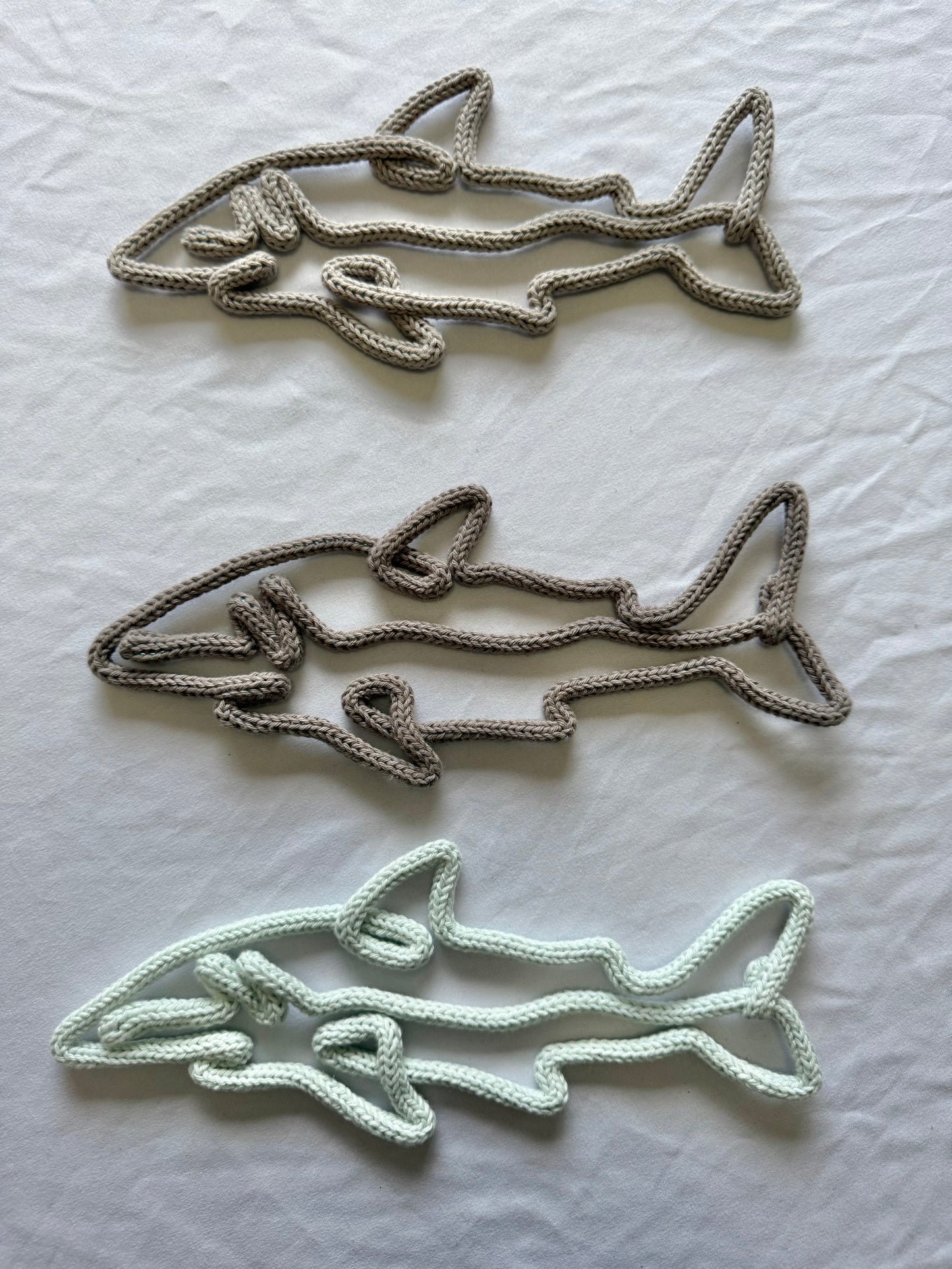 READY TO SHIP Knitted Wire Shark | Ocean Nursery Wall Decor | Handmade Sea Animal Art