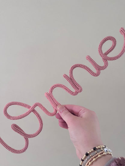 Personalised Knitted Wire Name Sign – Custom Wire Words for Nursery or Home Decor
