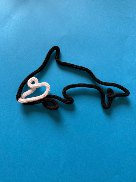 Knitted Wire Orca | Black and White Whale Wall Decor | Sea Theme Nursery Art