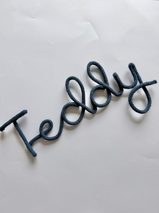 Ready to Ship TEDDY Knitted Wire Name Kids Room/ Nursery Wall Decor