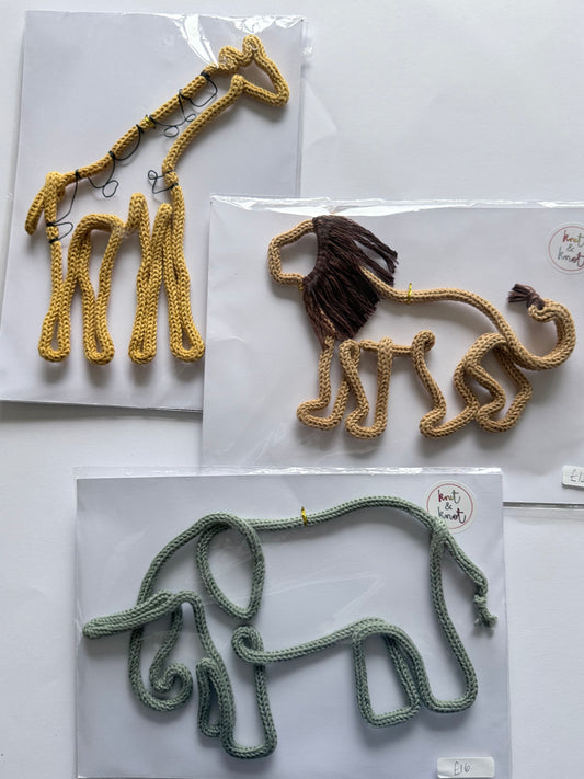 READY TO SHIP Handmade Safari Knitted Wire Wall Art -Safari Theme Kid’s Nursery Decor