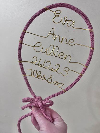 Custom Handmade Knitted Wire Balloon - Celebration Keepsake Baby Gift