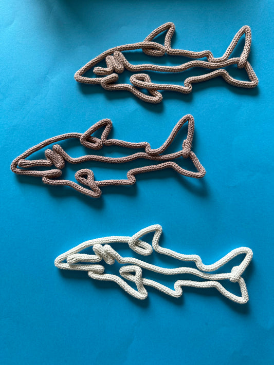 Knitted Wire Shark | Ocean Nursery Wall Decor | Handmade Sea Animal Art