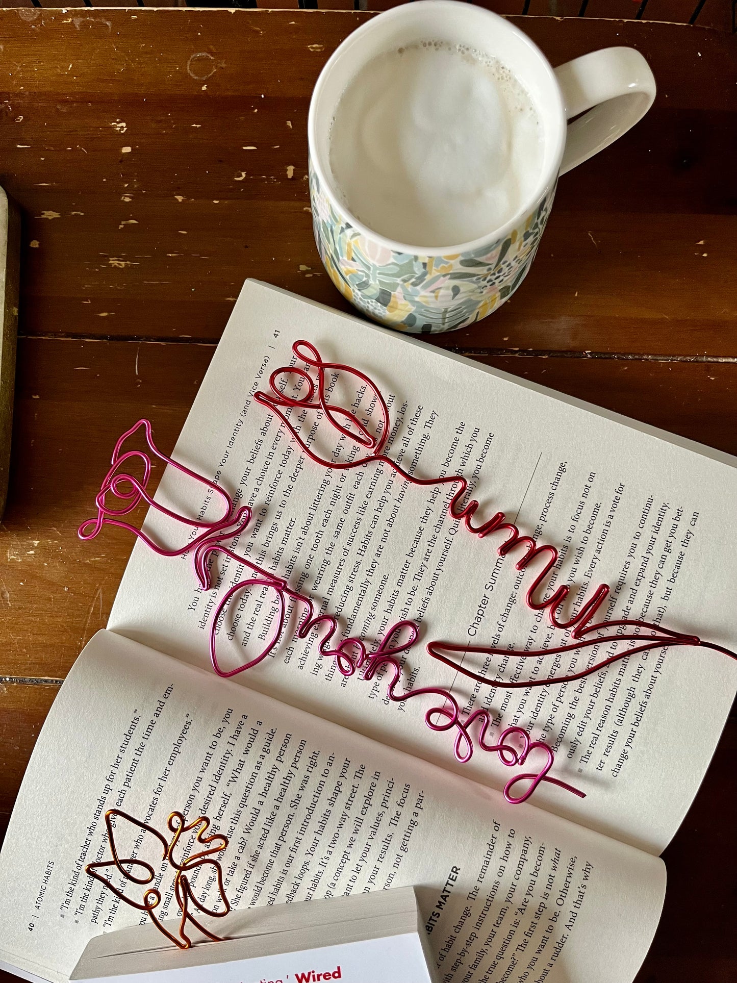 Handmade Personalised Bookmark With Name and Flower in Book