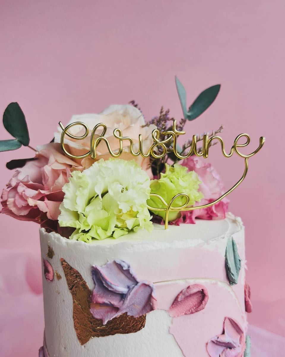 Wire Personalised Cake Topper Weddings and Birthdays