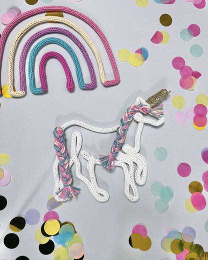 Handmade Knitted Wire white Unicorn with plait Kids Room Decor